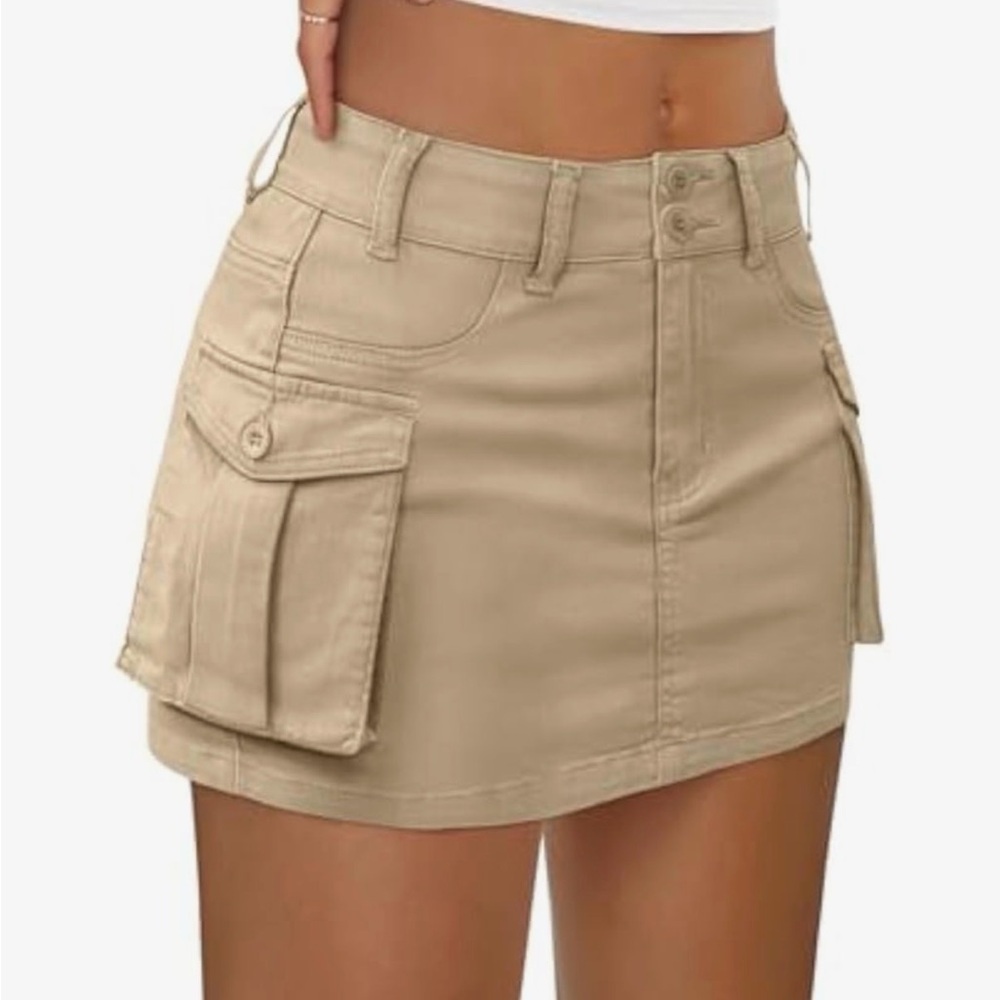 Tan Cargo Mini Skirt NWT